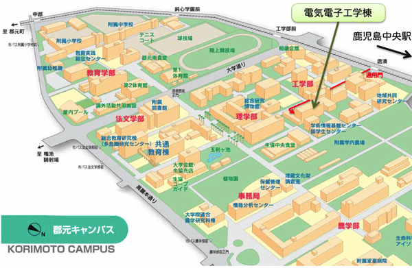 郡元キャンパスの配置図